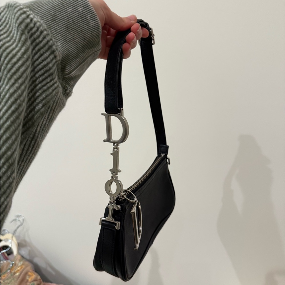 Dior Black Shoulder Bag with Silver Accents